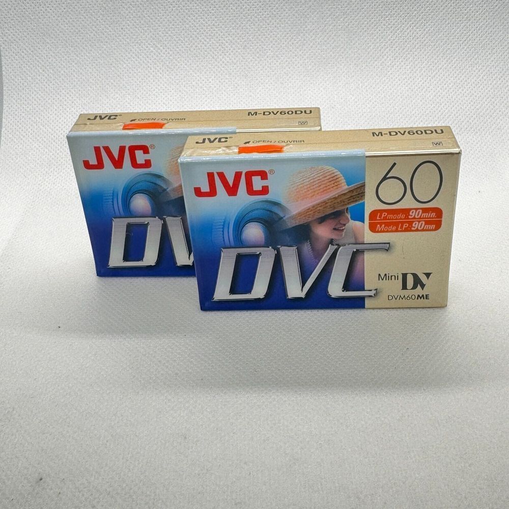 2 pack JVC DVC 60 LP Mode 90, Mini DV DVM60ME Sealed Discontinued new unopened